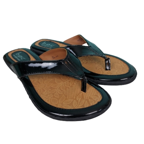 Born Concept patent leather strapy sandals, women's size 7M, black and brown - Picture 1 of 6